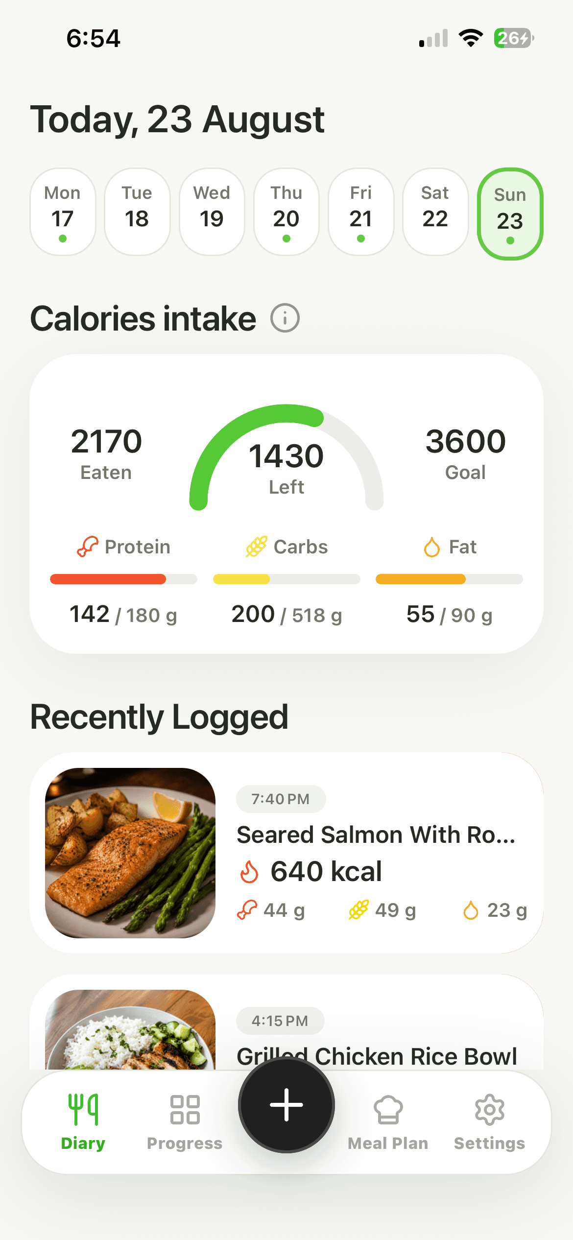 App preview screen showing the main home dashboard